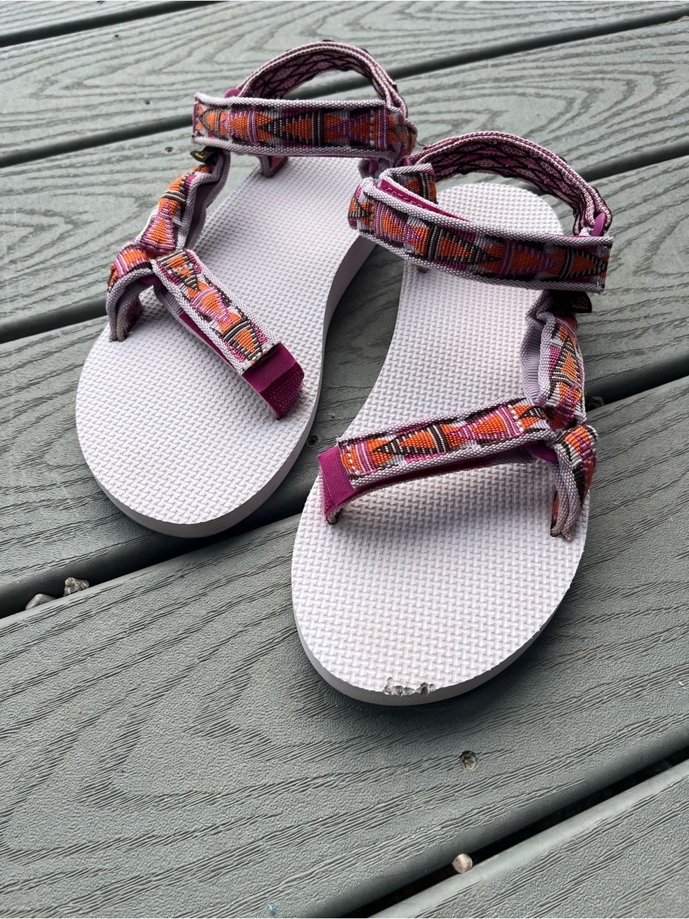 Teva Women's Purple and Pink Patterned Strappy Sandals